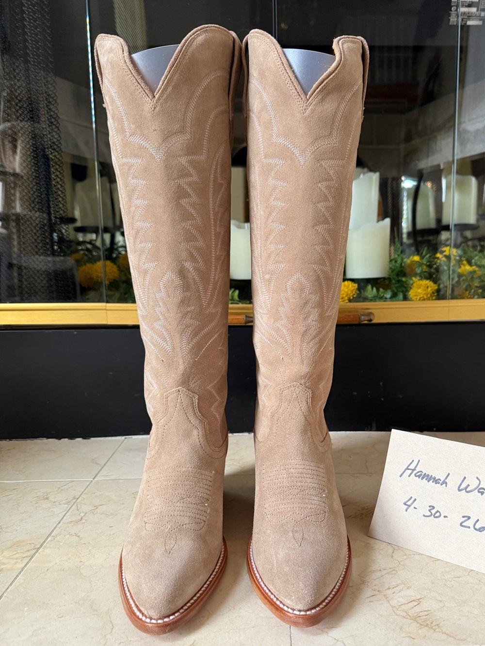 NEW Tecovas Driftwood Suede Over-the-Knee Western Boots size 7B